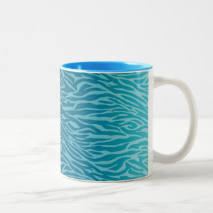 Aqua Ombre Zebra Print Two-Tone Coffee Mug