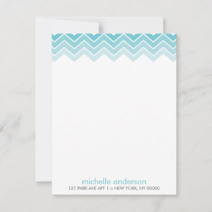 Aqua Ombre Zig Zag Chevron Pattern Note Cards