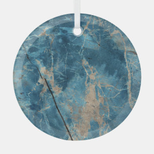 Aqua Onyx Marble: High-Resolution Design. Glass Ornament