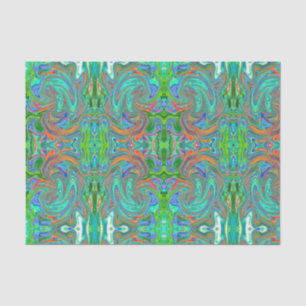 Aqua, Orange and Green Groovy Abstract Retro Art Tissue Paper