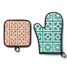 Aqua + orange Breeze Blocks, Oven Mitt / Hot Pot