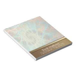 Aqua Orange Fractal Swirl Notepad