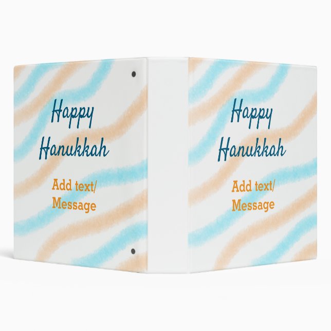 Aqua orange happy Hanukkah add name text message Binder (Background)