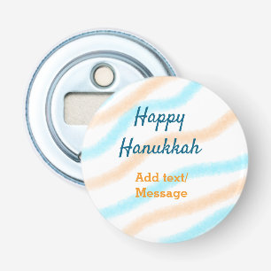 Aqua orange happy Hanukkah add name text message Bottle Opener