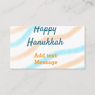Aqua orange happy Hanukkah add name text message Business Card