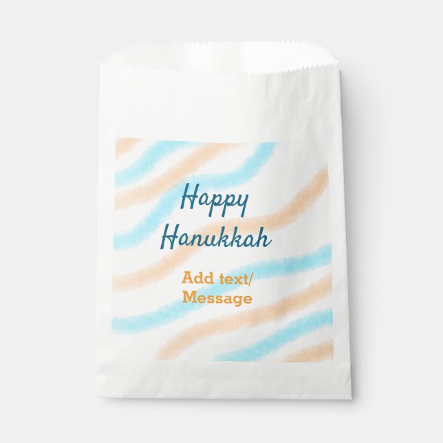 Aqua orange happy Hanukkah add name text message Favour Bag (Front)