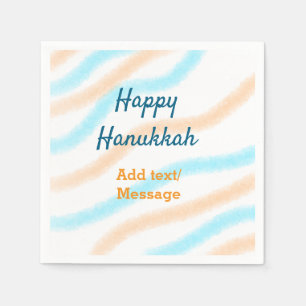 Aqua orange happy Hanukkah add name text message Napkin