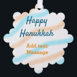 Aqua orange happy Hanukkah add name text message Ornament Card<br><div class="desc">Design</div>