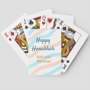 Aqua orange happy Hanukkah add name text message Playing Cards