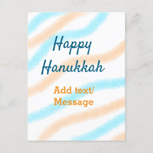 Aqua orange happy Hanukkah add name text message Postcard