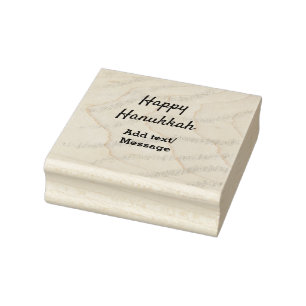 Aqua orange happy Hanukkah add name text message Rubber Stamp