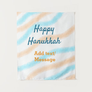 Aqua orange happy Hanukkah add name text message Tapestry