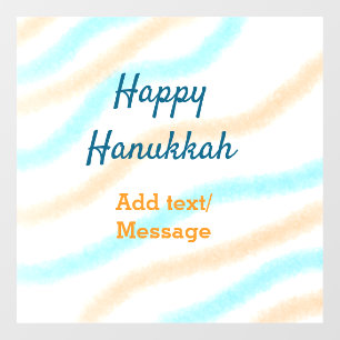 Aqua orange happy Hanukkah add name text message Window Cling