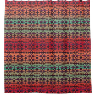 Aqua, Orange Ombre Southwestern Shower Curtain
