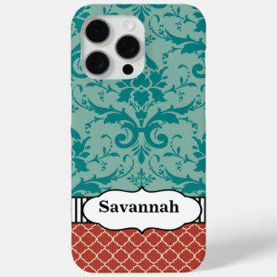 Aqua Orange Turquoise Moroccan Personalized iPhone iPhone 15 Pro Max Case