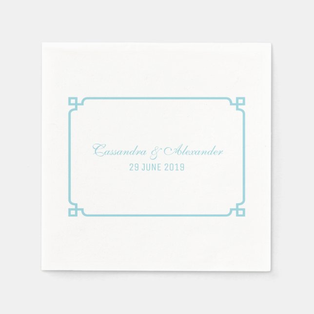 Aqua Paradise Deco Chic Wedding Napkin (Front)