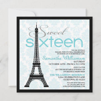 Aqua Paris Sweet 16 Invitations