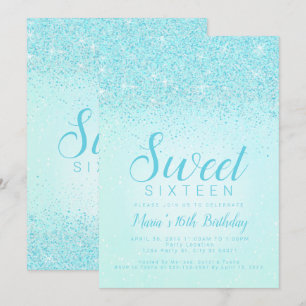 Aqua Parties scintillant, Sweet 16 Invitations