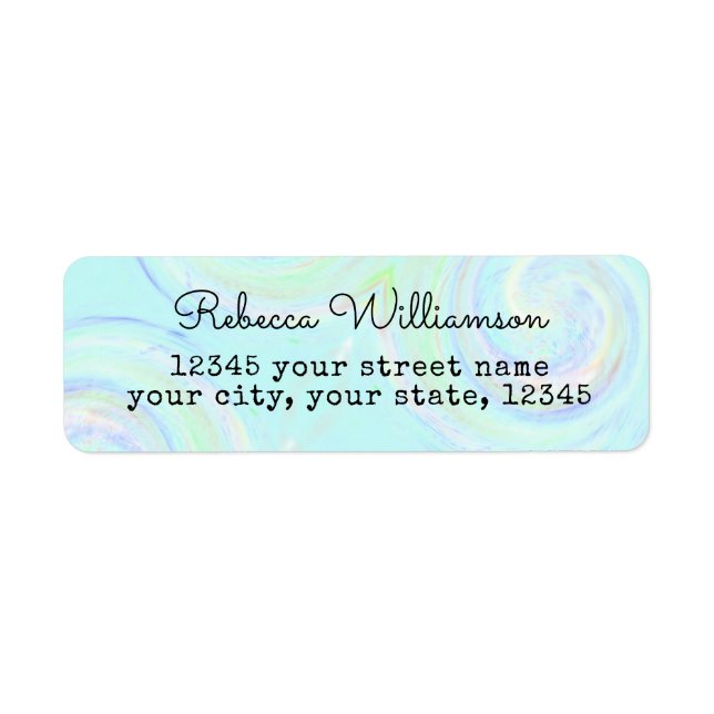 Aqua Pastel Swirl Adresse de retour (Devant)