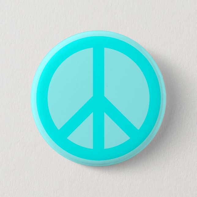 Aqua Peace Symbol 2 Inch Round Button (Front)