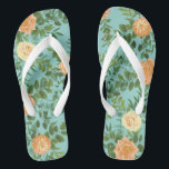 Aqua Peach Wedding Floral Roses Flip Flops<br><div class="desc">Beautiful Peach & Aqua peony & rose floral wedding invitations with abundant greenery and elegant and beautiful. Perfect vintage look for a floral theme or traditional white wedding in the Spring or Summer.</div>