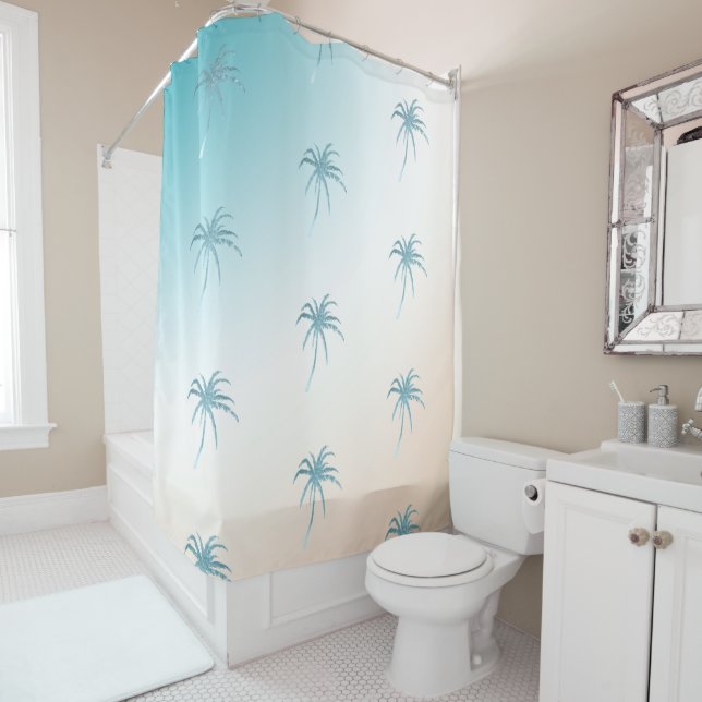  Aqua Peach White Palm Tree Gold Dream           (In Situ)