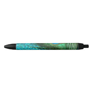 Aqua Peacock Black Ink Pen
