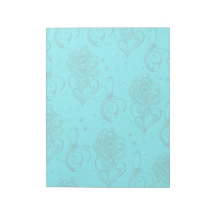 Aqua Peacock Feathers Notepad