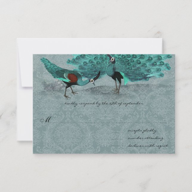 Aqua Peacock Metallic Elegance Invitation (Front)