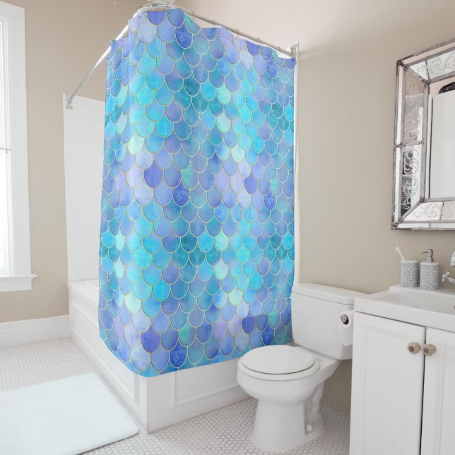 Aqua Pearlescent & Gold Mermaid Scale Pattern (In Situ)