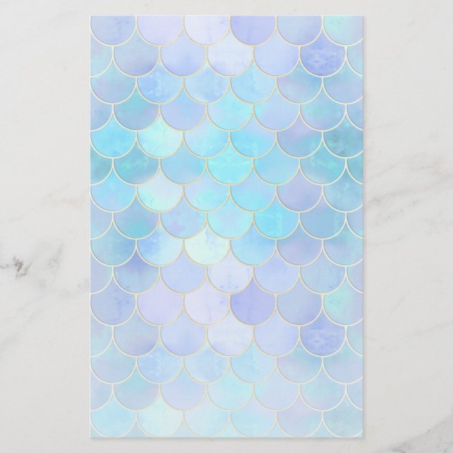 Aqua Pearlescent & Gold Mermaid Scale Pattern (Front)