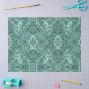 Aqua Pearlescent & Gold Mermaid Scale Pattern Tissue Paper