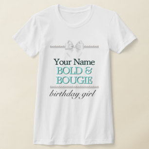 Aqua Pearls Tiffany Theme Elegant Birthday Girl T-Shirt
