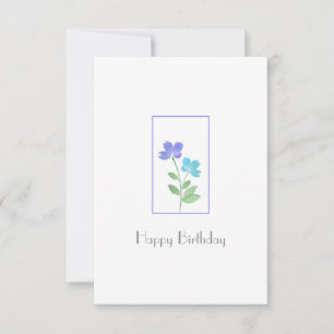Aqua Periwinkle Watercolor Flower Stems Card