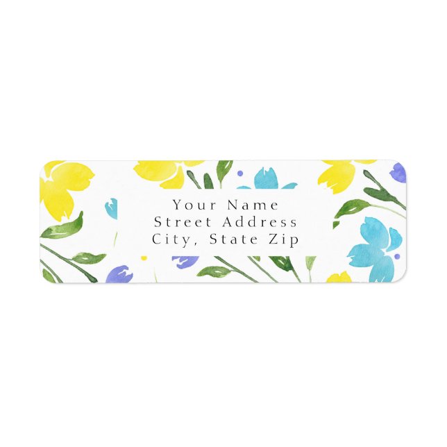 Aqua Periwinkle Yellow Aquarelle tiges (Devant)