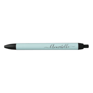 Aqua Personalized Name Script Black Ink Pen