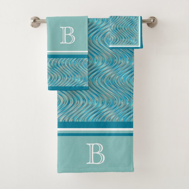Aqua personnalisé bleu turquoise Taupe courbe lign (En situation)