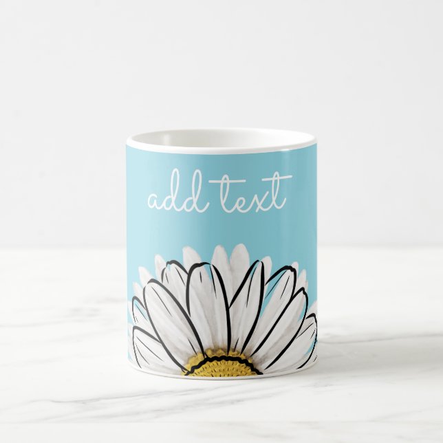 Aqua personnalisé & Mug café marguerite jaune (Centre)