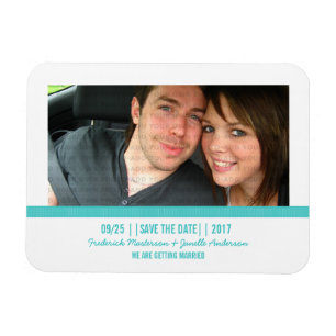 Aqua Photo moderne Save the Date Magnet