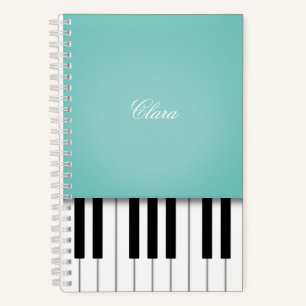 Aqua Piano Music Keyboard Personalized Notebook