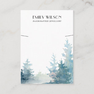 AQUA PINE TREE FOREST WINTER  BRACELET DISPLAY BUSINESS CARD