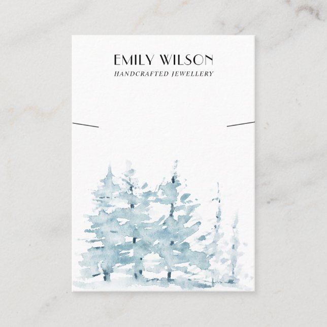 AQUA PINE TREE FOREST WINTER  BRACELET DISPLAY BUSINESS CARD (Front)