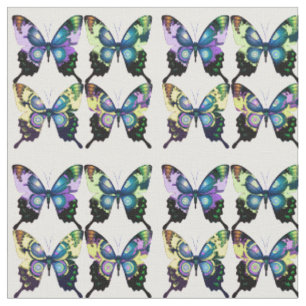 Aqua, Pink, and Yellow -  Elegant Butterflies Fabric