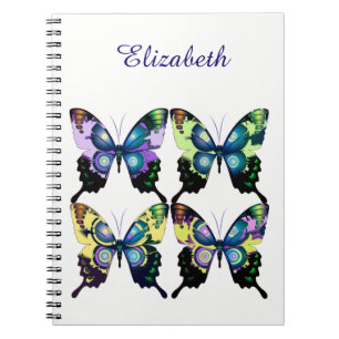 Aqua, Pink, and Yellow - Elegant Butterflies Notebook