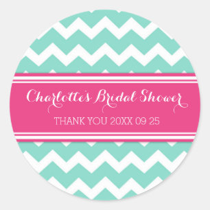 Aqua Pink Chevron Bridal Shower Favour Tags