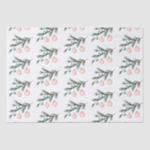 Aqua Pink Christmas Tree Branch Ornaments Tissue Paper