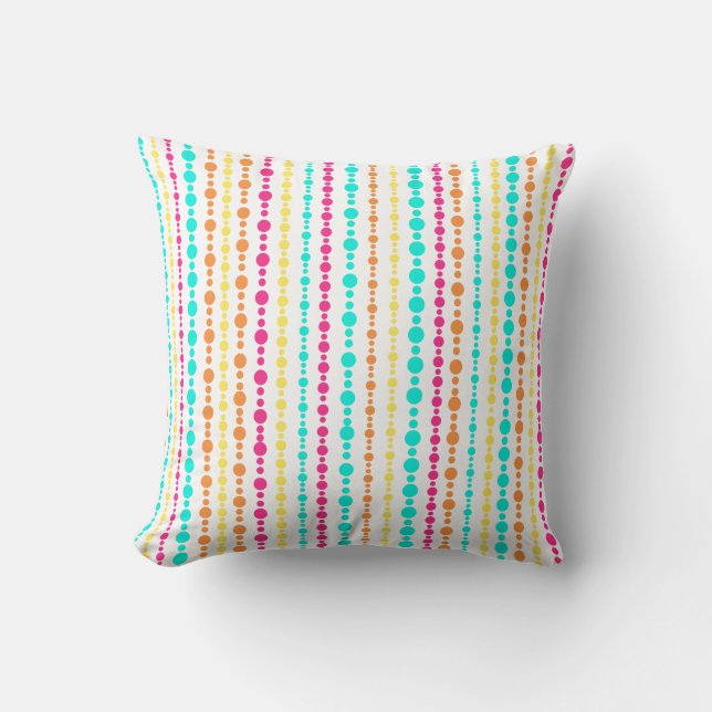 Aqua pink dot stripe 16"x16" Pillow (Front)