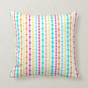 Aqua pink dot stripe 16"x16" Pillow