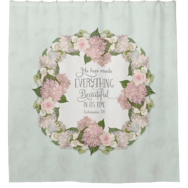 Aqua Pink Hydrangea Scripture Illustrated Faith (Front)