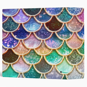 Aqua Pink Mermaid Glitter Scales- Mermaid Scales 1 Binder